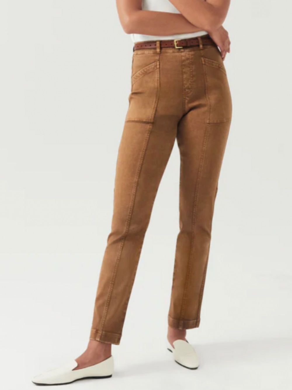 SPANX Stretch Twill Straight Leg Pants Women’s Small In Honey Glow